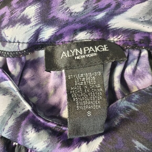 Alyn Paige Womens Batwing Top Small Purple Black Abstract Boho‎ Festival Summer - Picture 2 of 10